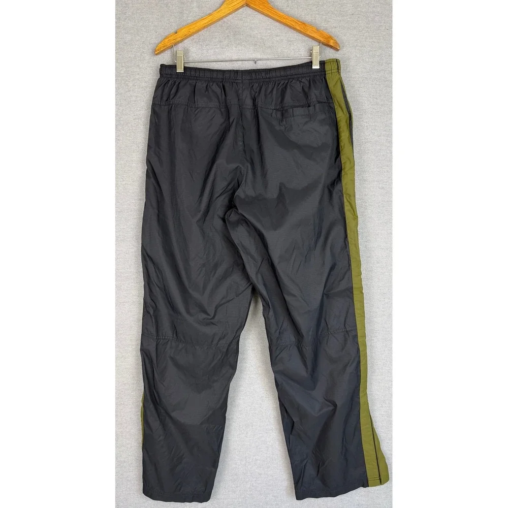 Nike Mens‎ Large Ripstop Nylon Track Pants Grey Olive Green Athletic Swoosh 0073